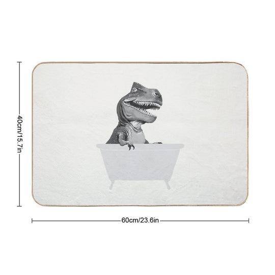 Vintage T-Rex in Bathtub  Repositionable Bath Mat