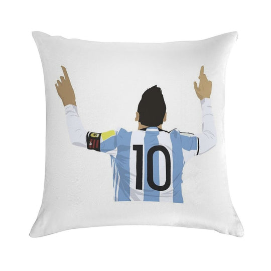 Lionel Messi Sticker Soft Reinforced Edging Throw Pillow
