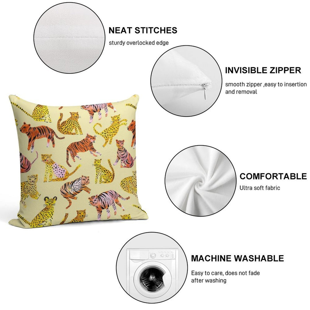 Tigers And Leopards Africa Savannah Soft Easy Maintenance Throw Pillow