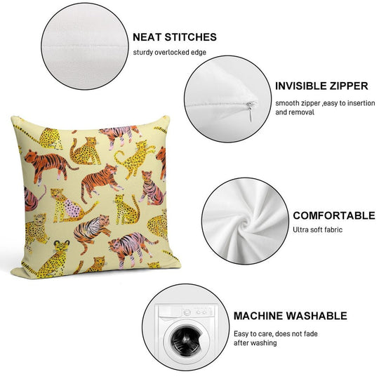 Tigers And Leopards Africa Savannah Soft Easy Maintenance Throw Pillow
