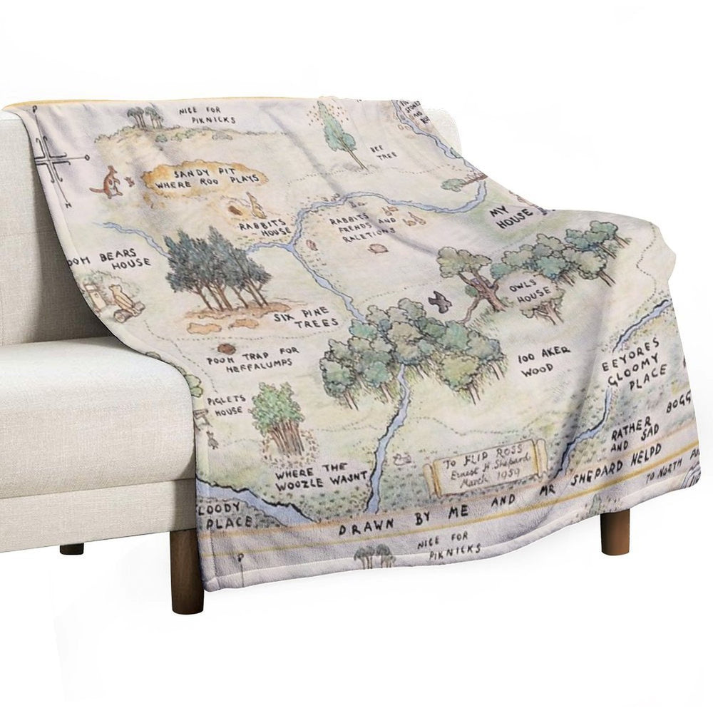 Hundred Acre Wood Map Sustainable Throw Blanket