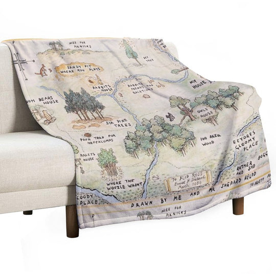 Hundred Acre Wood Map Sustainable Throw Blanket