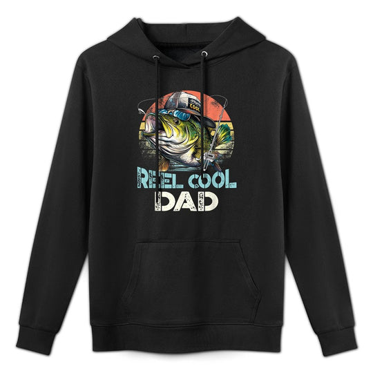Reel Cool Dad Fishing Vintage Retro Fathers Day Shape Retention Hoodie