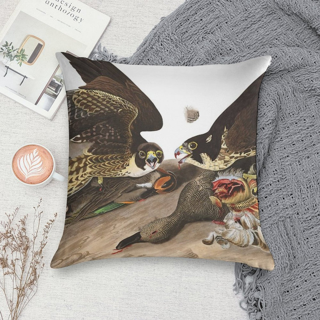 Peregrine Falcon - John James Audubon Soft Home Decor Throw Pillow