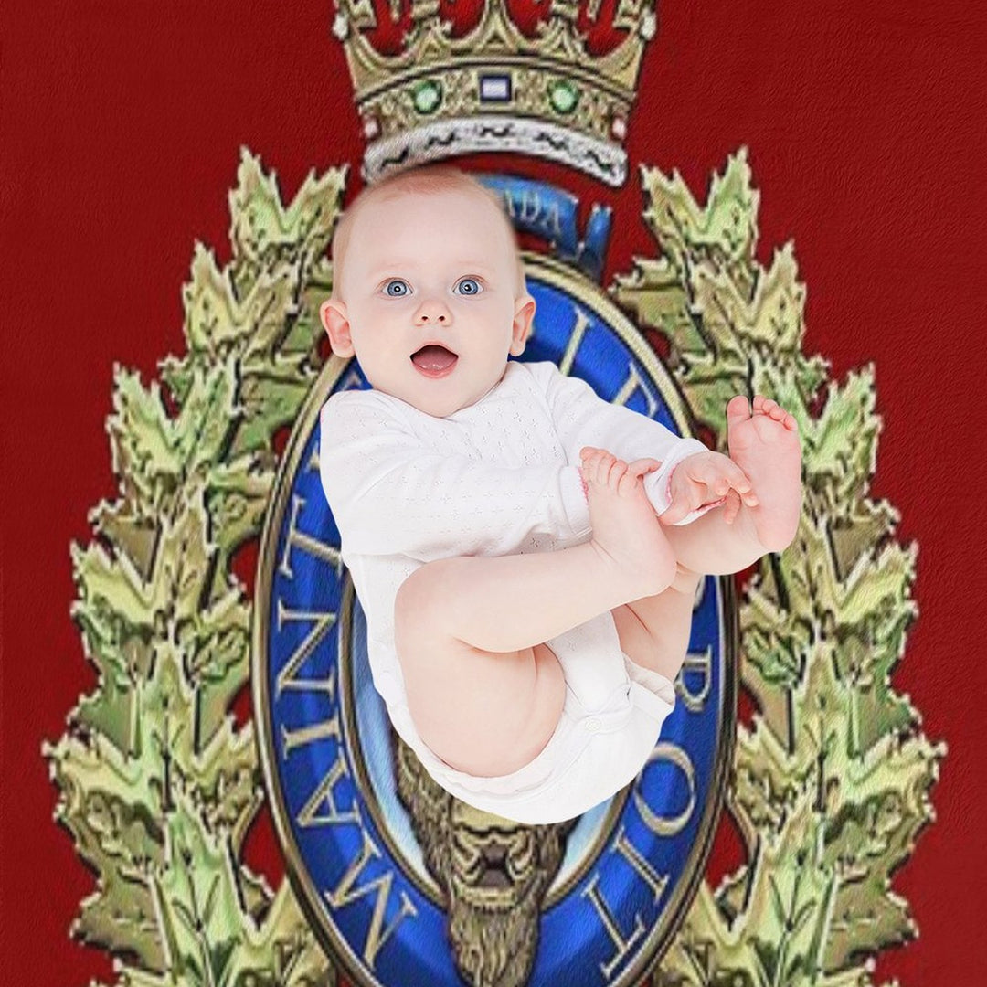 Royal Canadian Mounted Police - RCMP Badge over Red Velvet Sustainable Throw Blanket