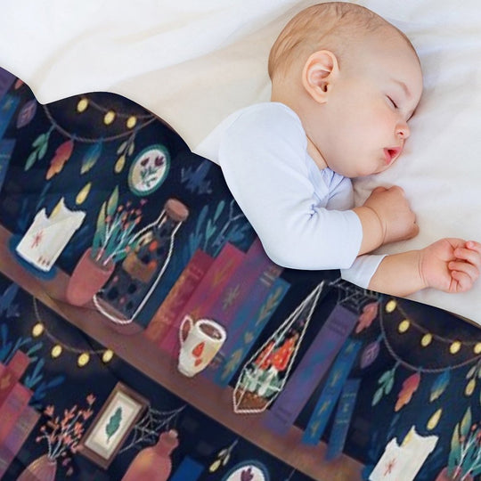 Whimsigothic Library Machine-washable Throw Blanket