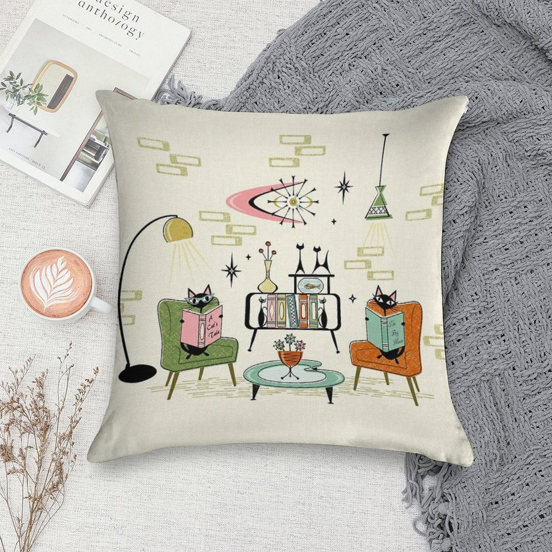 Cozy Cats' Den ©studioxtine Soft High-Density Material Throw Pillow