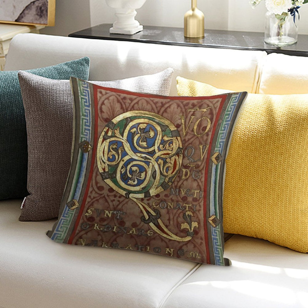 Decorated Incipit Page - Opening of Luke's Gospel (1120 - 1140 AD) Soft Luxury Feel Throw Pillow