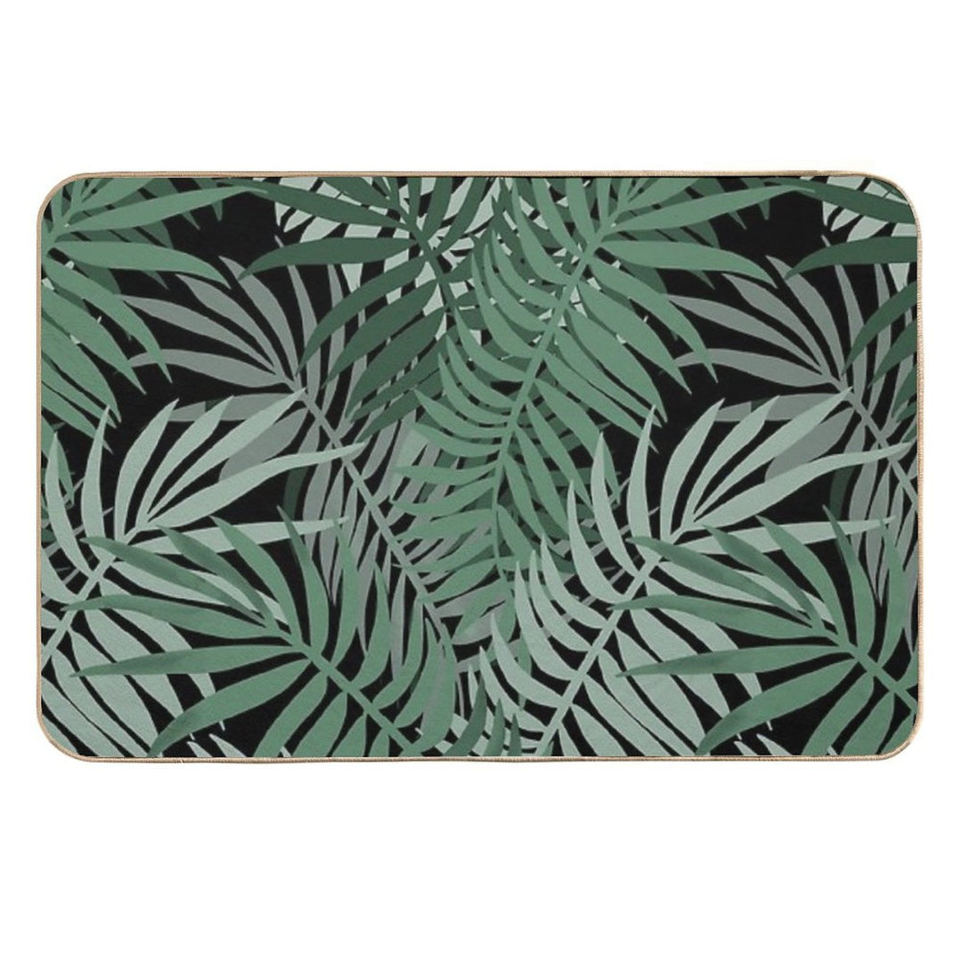 Green Palm Fronds  Easy To Clean Bath Mat