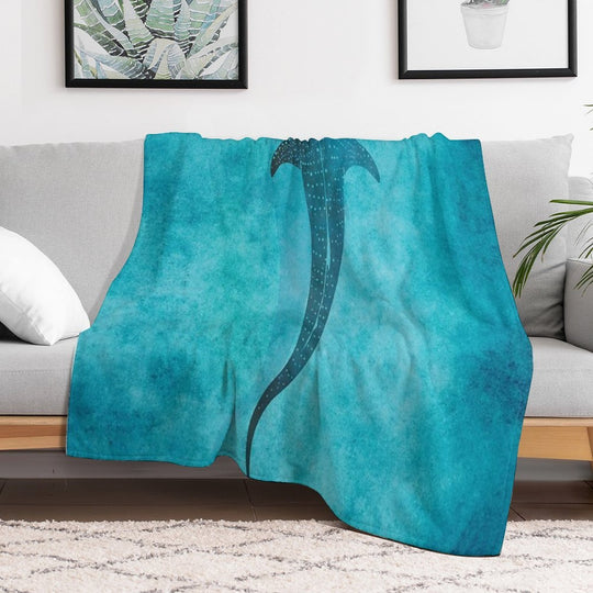 Whale Shark Blue Ocean Travel-friendly Throw Blanket