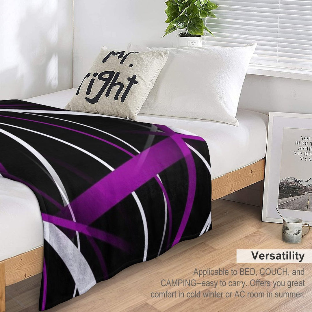 Seamless Abstract Purple And White Lines On Black Pattern All-season Throw Blanket