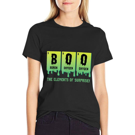 Funny Boo Elements of Surprise Science Teacher Halloween  Oversized Silhouette T-Shirt