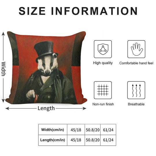 Victorian Mr Badger Soft Multiple Sizes Throw Pillow