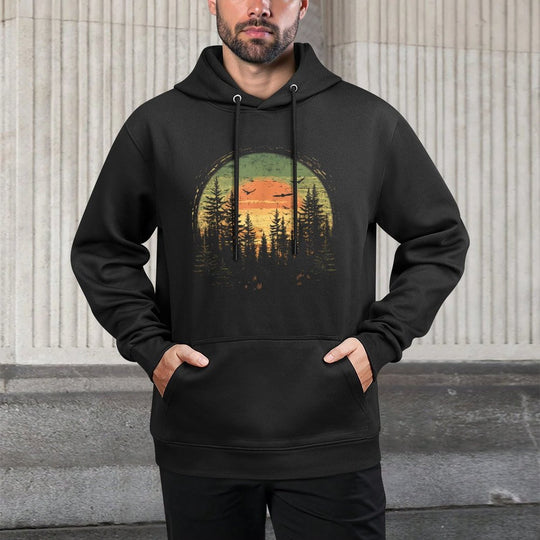 Retro Wilderness Bear Trees Reflection Outdoor Forest Moisture-Wicking Hoodie