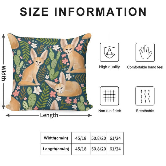 Fantastic Fennec Foxes on Navy Soft Decorative Cover Throw Pillow