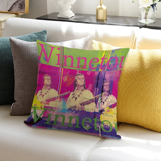 Winnetou Portrait, Famous Karl May Character, Indian Chief of The Apaches Soft Hidden Zipper Throw Pillow