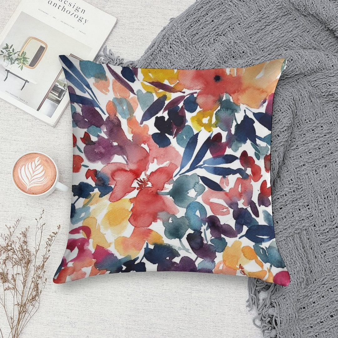 Abstract Watercolor Flowers 31, Colorful Bouquet Illustration Soft Anti-Pilling Throw Pillow