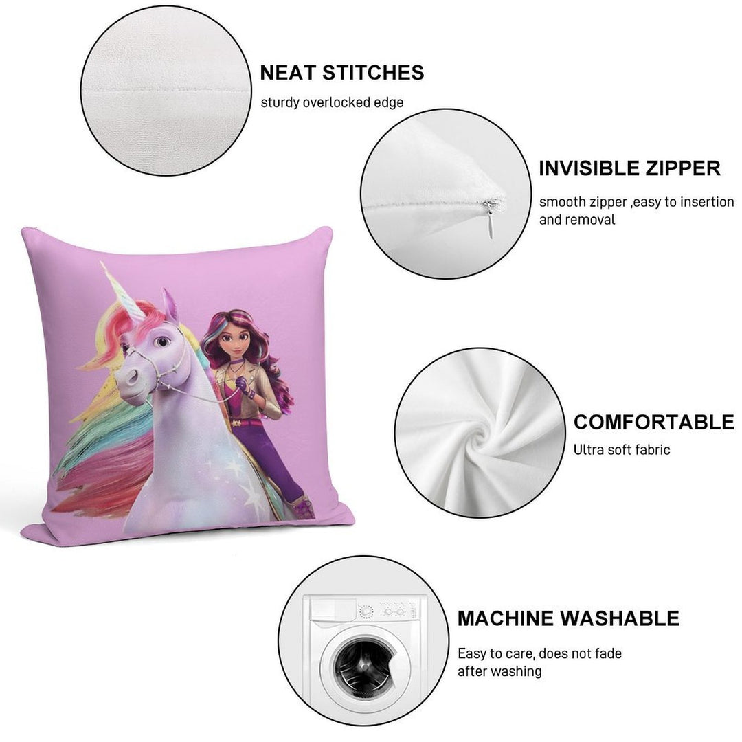 Unicorn Academy Sophia Wildstar Soft Hidden Zipper Throw Pillow