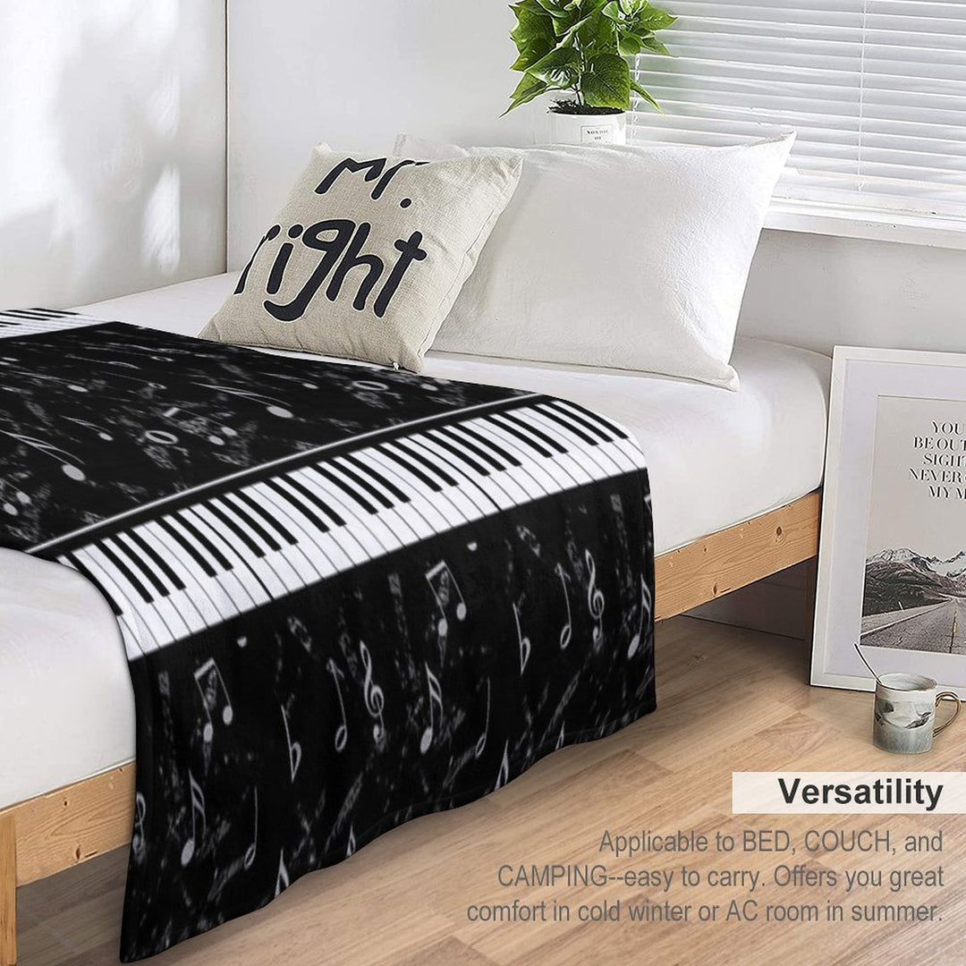 Black And White Piano Music Pattern Multi-functional Throw Blanket