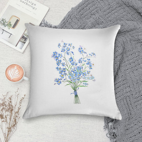 Hand Painted Forget Me Not Bouquet 2020 Soft Washable Throw Pillow