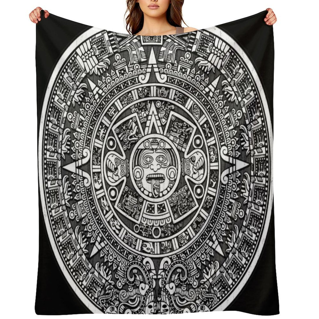 Aztec Calendar Plush Throw Blanket