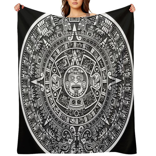 Aztec Calendar Plush Throw Blanket