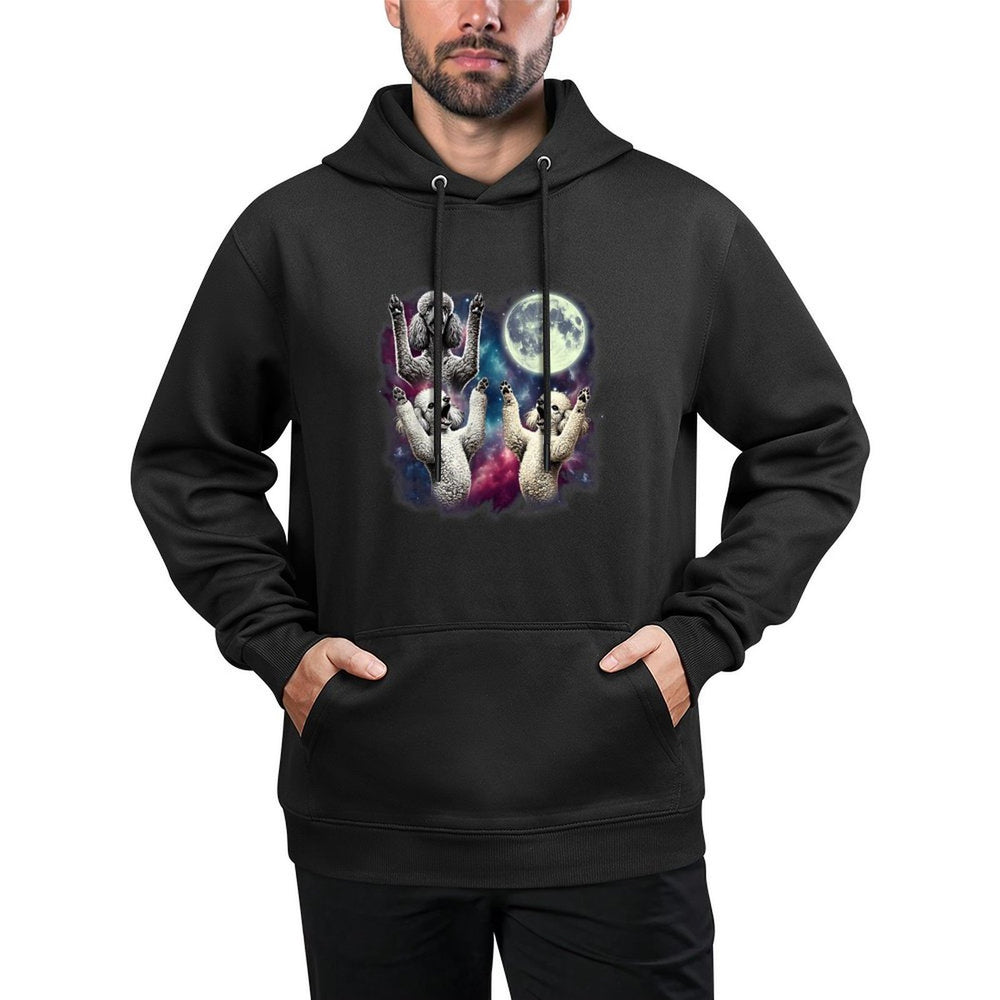 Three Poodles Howling at Moon Funny Weird Cursed Meme Casual Wear Hoodie