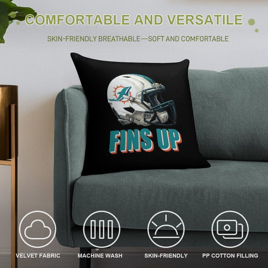 Miami Dolphins Helmet Soft Luxury Feel Throw Pillow