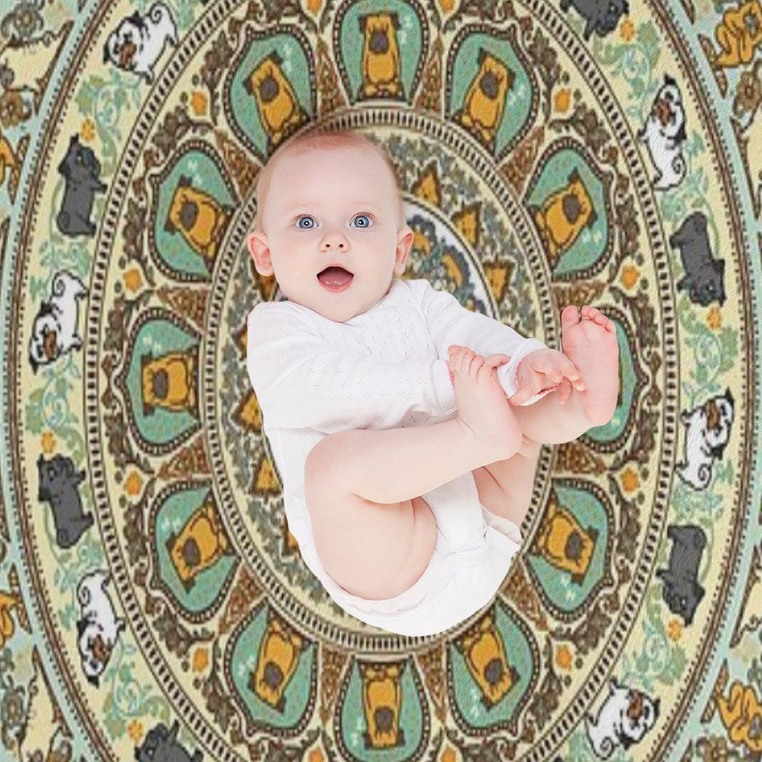 Pug Yoga Medallion Eco-conscious Throw Blanket