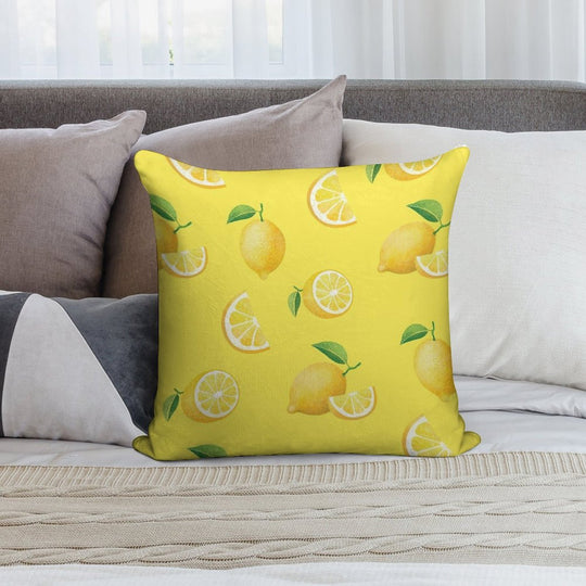 Lemons on Yellow Soft Luxury Feel Throw Pillow