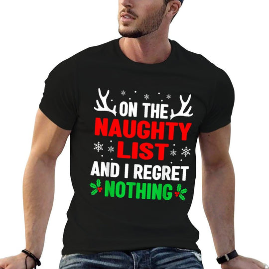 Dear Santa On Naughty List Funny Christmas Mens Women Kids  Rolled Sleeves T-Shirt
