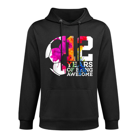 12 YEARS OF BEING AWESOME SOCCER 12TH BIRTHDAY Shrink-Resistant Hoodie