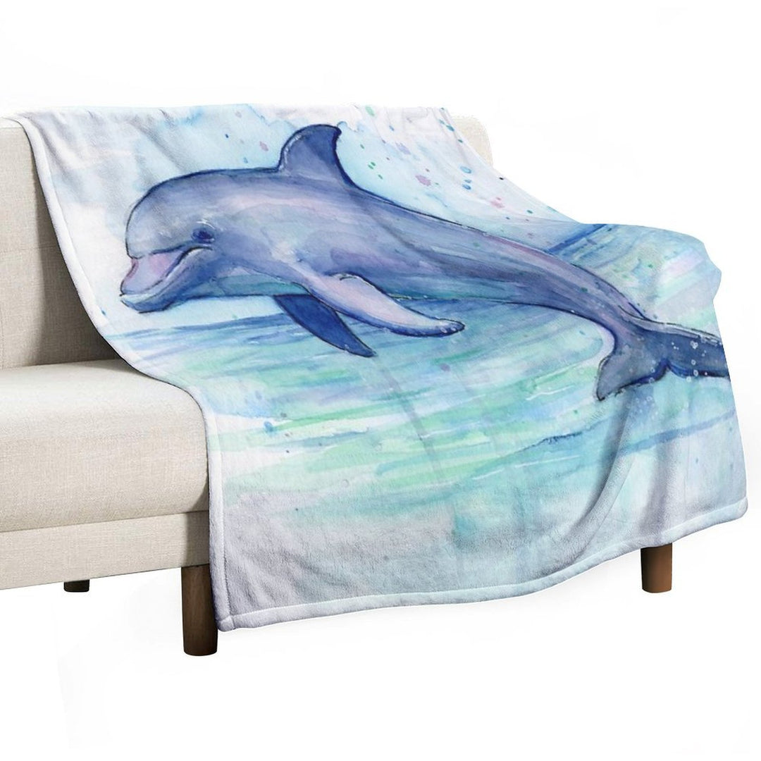 Dolphin Watercolor Gift-ready Throw Blanket