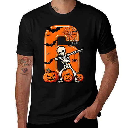 Womens Six Seven Meme Couple Matching Skeleton Pumpkin Halloween  Heathered Texture T-Shirt