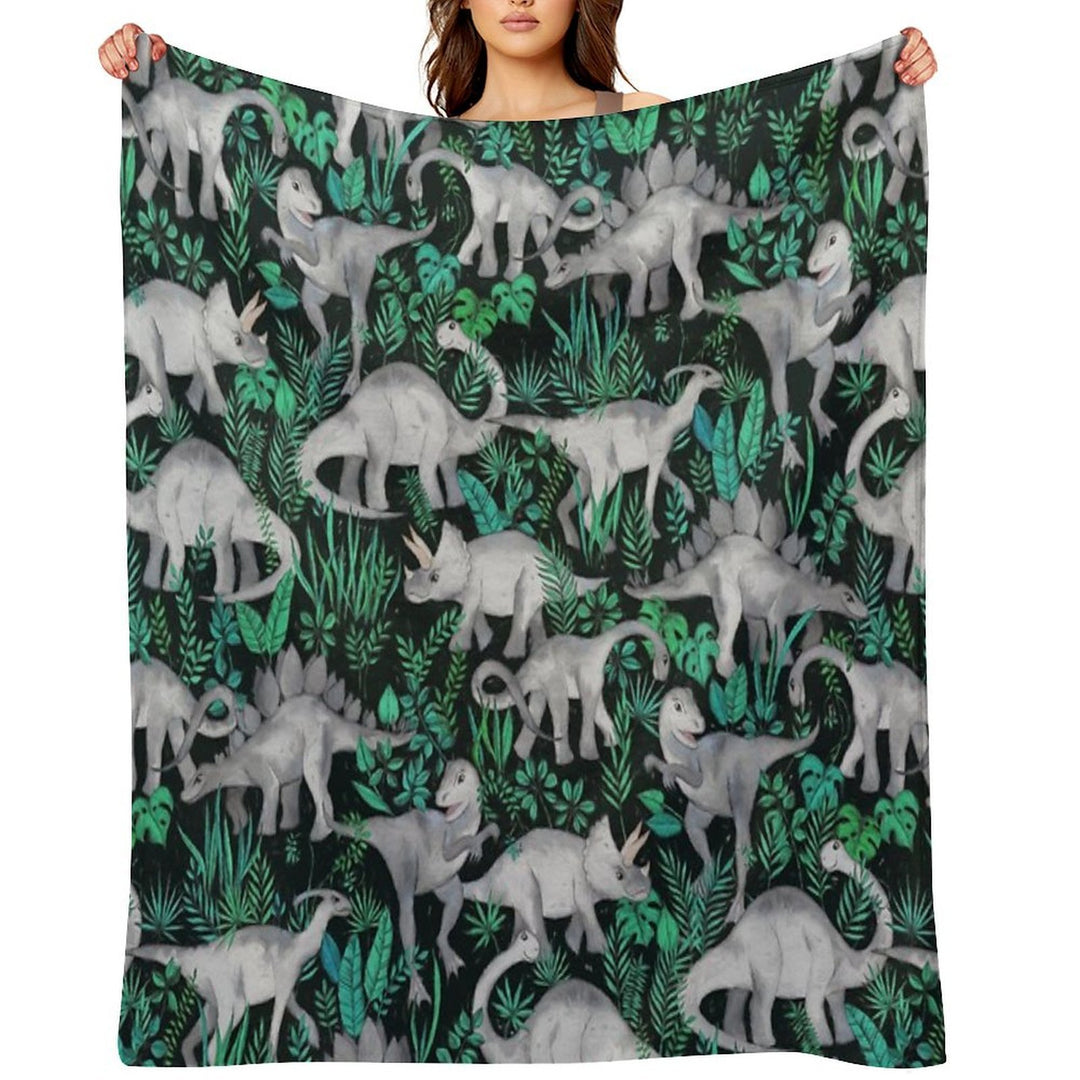 Dinosaur Jungle Velvety-soft Throw Blanket