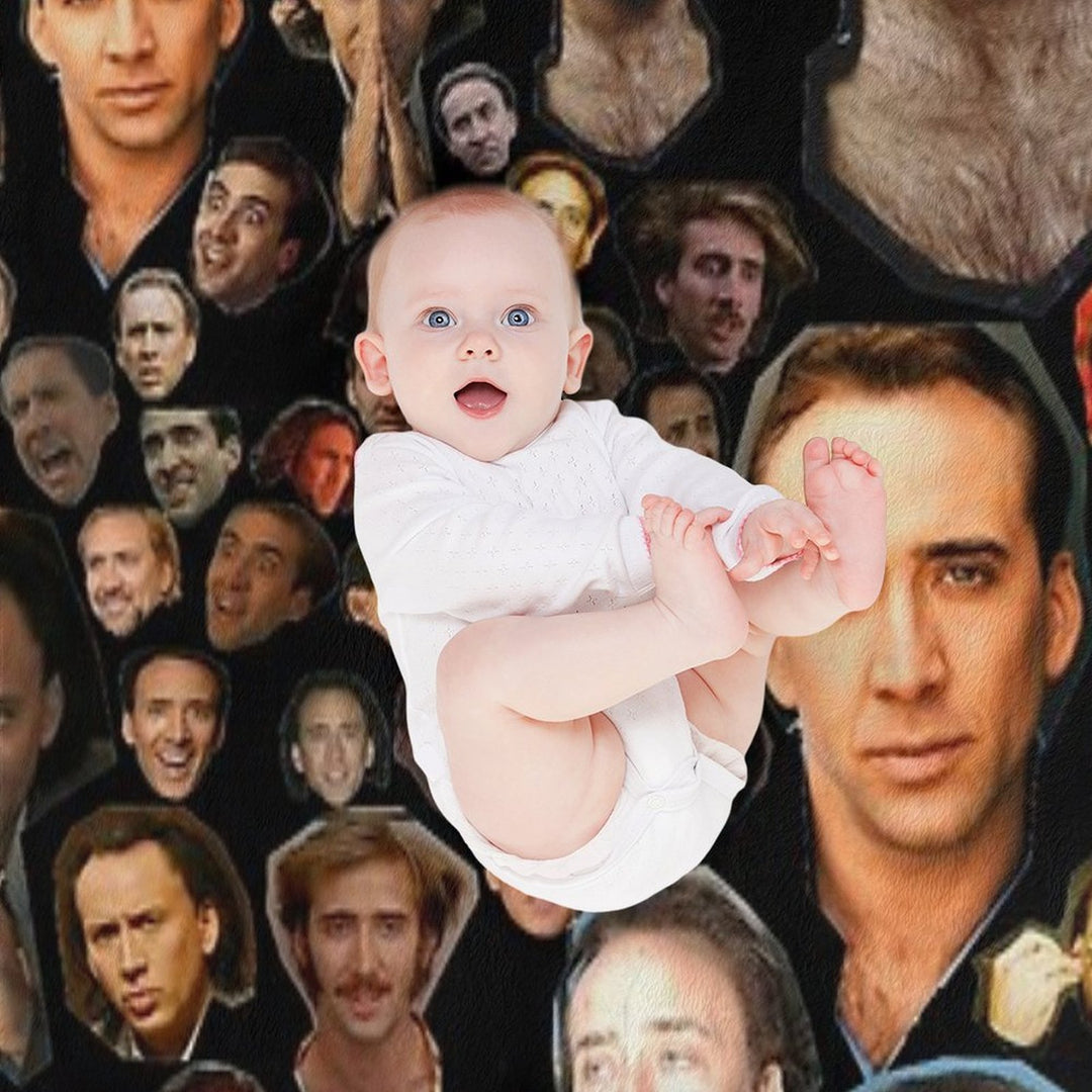 Nicholas Cage Faces Pattern - Nicolas Cage - Nick Cage - Nic Cage Faces Pattern Plush Throw Blanket