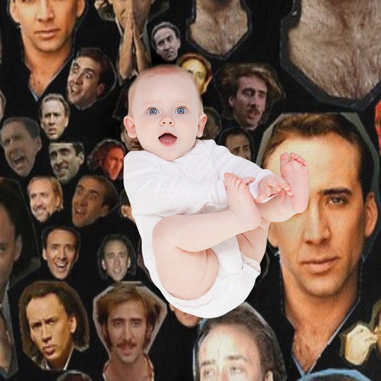 Nicholas Cage Faces Pattern - Nicolas Cage - Nick Cage - Nic Cage Faces Pattern Plush Throw Blanket