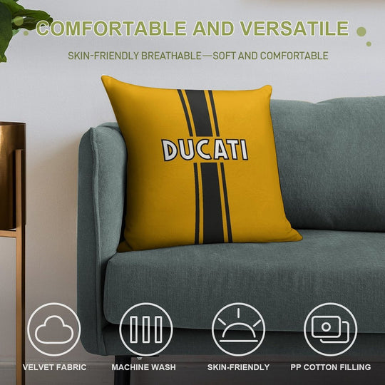 Retro Ducati Graphic Soft Reinforced Edging Throw Pillow