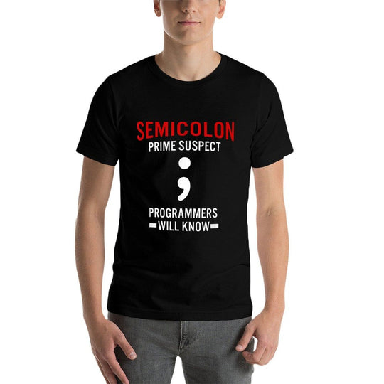 Funny Programmer Semicolon Coder Meme for Computer Geek  Polyester Blend T-Shirt