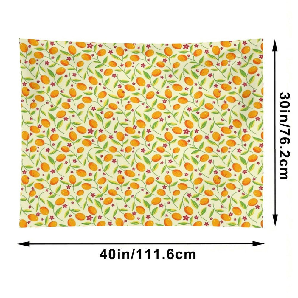 Orange Citrus Floral Pattern – Seamless Summer Fruit Botanical Illustration Tapestry