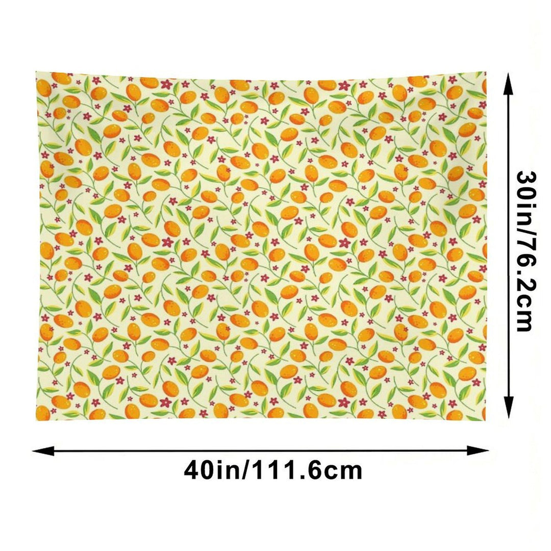 Orange Citrus Floral Pattern – Seamless Summer Fruit Botanical Illustration Tapestry