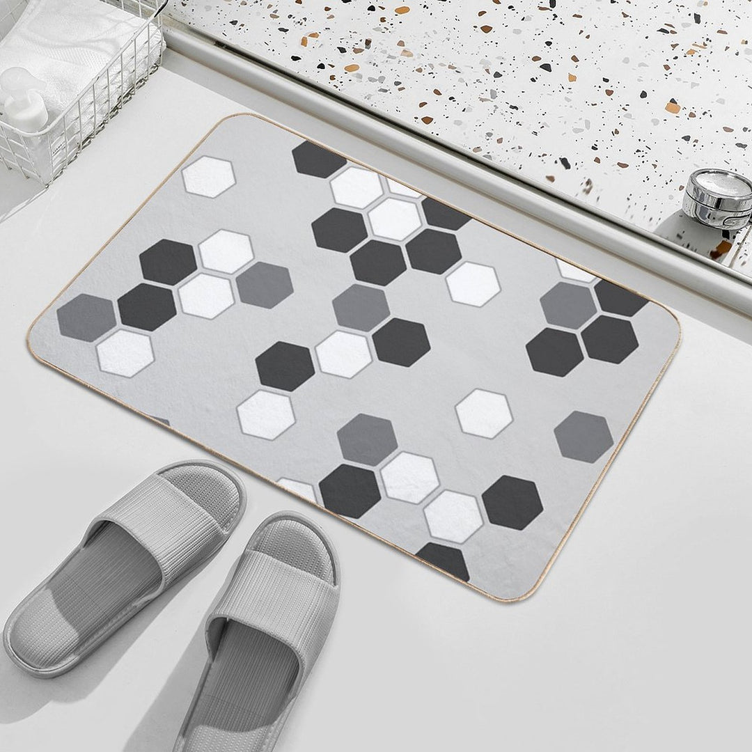 Hexagons in Gray  Eco-Friendly Bath Mat