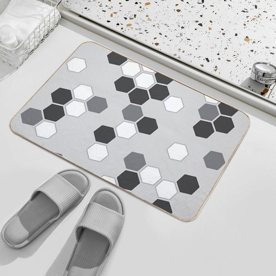 Hexagons in Gray  Eco-Friendly Bath Mat