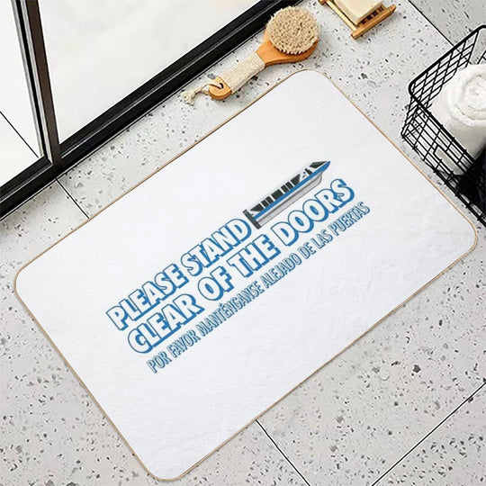 (Blue) Please Stand Clear of The Doors  Odorless Bath Mat