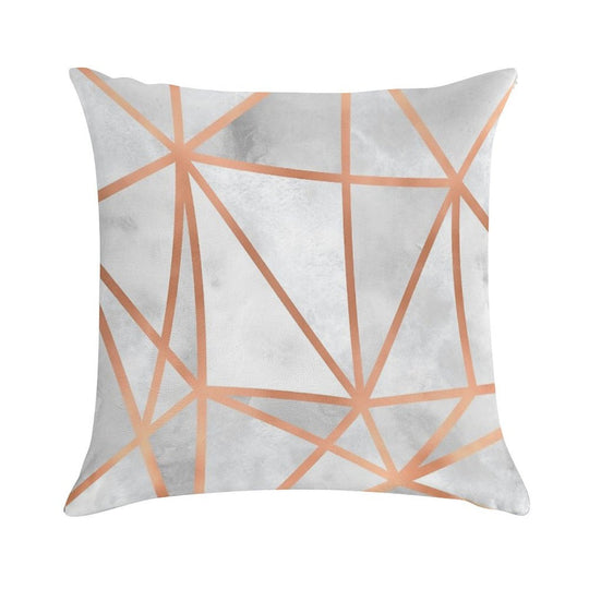 White & Copper Geo Soft High-Density Material Throw Pillow