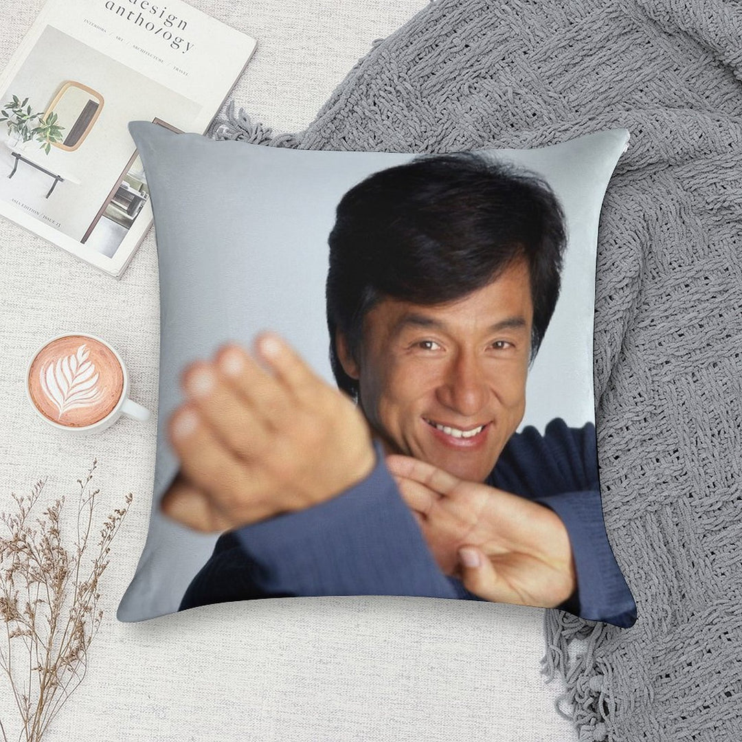 Jackie Chan Is A Happy Guy Soft Hidden Zipper Throw Pillow