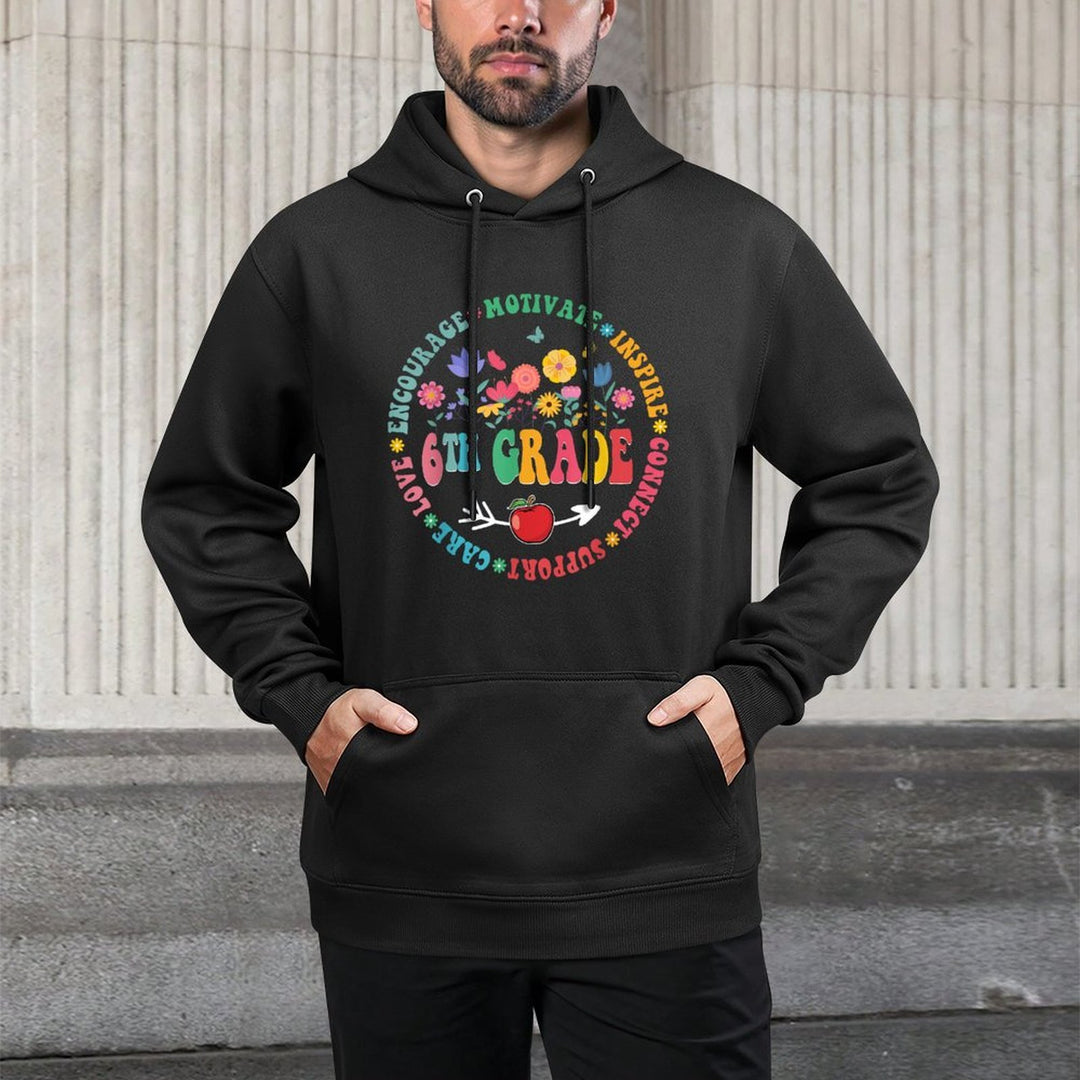 Sixth Grade Teacher Student Back To School Flower Cotton-Polyester Blend Hoodie
