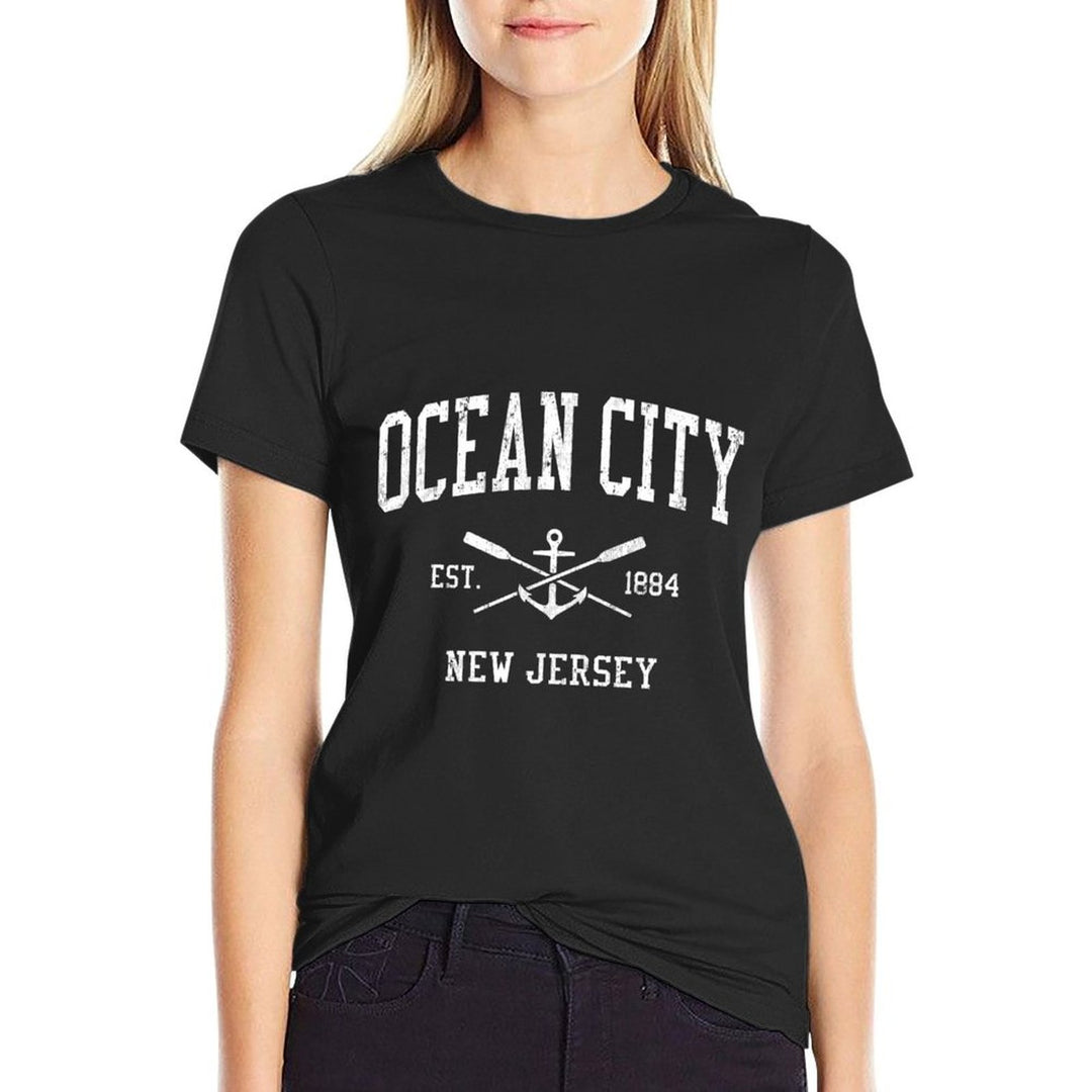Ocean City NJ Vintage Crossed Oars  Boat Anchor Sports  Relaxed-fit T-Shirt