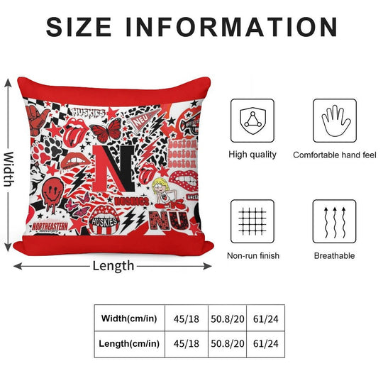 Northeastern Collage Soft Washable Throw Pillow