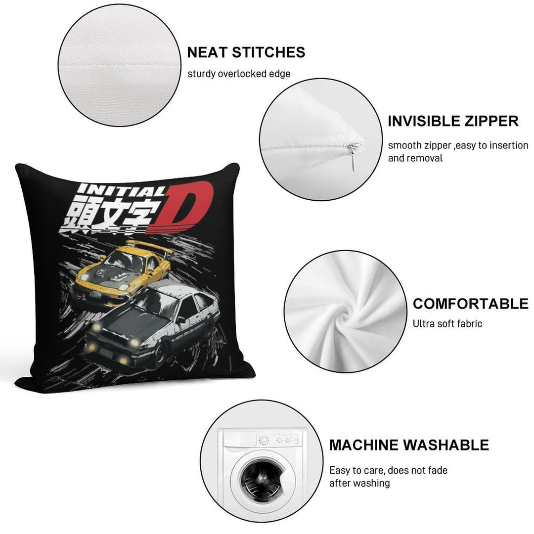 Mountain Drift Racing Initial D Tandems AE86 Vs FD Rx-7 Soft Style Accent Throw Pillow